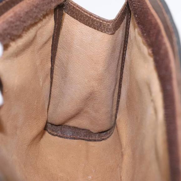 GUCCI GG Canvas Web Sherry Line Clutch Bag PVC Leather Beige Green Auth 90836 - Picture 11 of 16